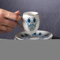 Best İznik 12-Piece Porcelain Porcelain Espresso Turkish Coffee Cup Set for 6 People, 90ml, Multi Espresso & Turkish Coffee Cup Sets