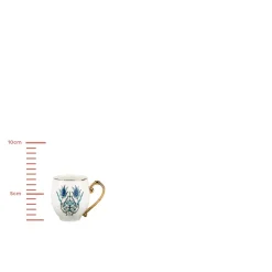 İznik 4-Piece Porcelain Espresso Turkish Coffee Cup Set for 2 People, 80ml, White Blue Espresso & Turkish Coffee Cup Sets