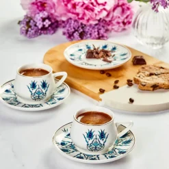 New İznik 12-Piece Porcelain Espresso Turkish Coffee Cup Set for 6 People, 100ml, Multi Espresso & Turkish Coffee Cup Sets