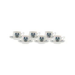 New İznik 12-Piece Porcelain Espresso Turkish Coffee Cup Set for 6 People, 100ml, Multi Espresso & Turkish Coffee Cup Sets