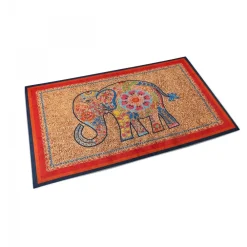 Best Kasmir Rugs 7/24 Sare Elephant Decorative Door Mat, 45cmx75cm, Multi Door Mats