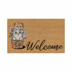 Sale Kasmir Rugs Cat Welcome Coco Door Mat, 40cmx60cm, Multi Door Mats
