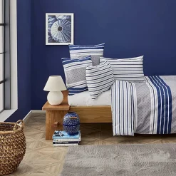 Sale Nautica Home Bornea 100% Cotton Duvet Cover Set, King, 230cmx220cm, Navy Blue White Duvet Cover Sets