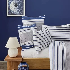 Sale Nautica Home Bornea 100% Cotton Duvet Cover Set, King, 230cmx220cm, Navy Blue White Duvet Cover Sets