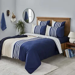 Outlet Nautica Home Aport 100% Cotton Duvet Cover Set, Single, 140cmx200cm, Navy Blue Multi Duvet Cover Sets