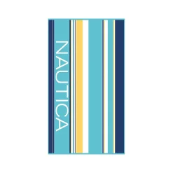 Hot Nautica Home Aqua 100% Turkish Cotton Beach Towel, 90cmx180cm, Blue Multi Towels