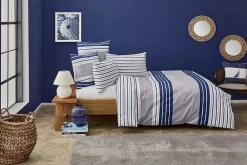 New Nautica Home Bornea 100% Cotton Duvet Cover Set, Double, 200cmx200cm, Navy Blue White Duvet Cover Sets