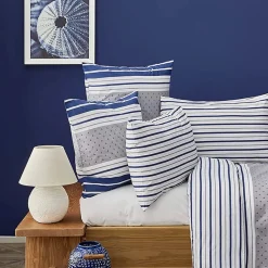 New Nautica Home Bornea 100% Cotton Duvet Cover Set, Double, 200cmx200cm, Navy Blue White Duvet Cover Sets