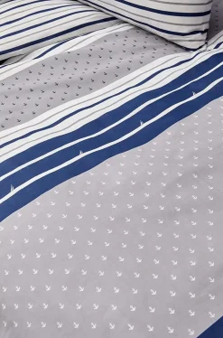 New Nautica Home Bornea 100% Cotton Duvet Cover Set, Double, 200cmx200cm, Navy Blue White Duvet Cover Sets