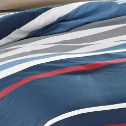 Clearance Nautica Home Bradford 100% Turkish Cotton Duvet Cover Set, Single, 140cmx200cm, Navy Blue Multi Duvet Cover Sets