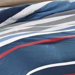 Online Nautica Home Bradford 100% Turkish Cotton Duvet Cover Set, Super King, 260cmx220cm, Navy Blue Multi Duvet Cover Sets