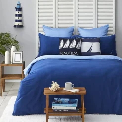 Outlet Nautica Home Creek 100% Cotton Duvet Cover Set, King, 230cmx220cm, Blue Navy Blue Duvet Cover Sets