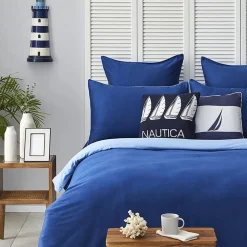 Outlet Nautica Home Creek 100% Cotton Duvet Cover Set, King, 230cmx220cm, Blue Navy Blue Duvet Cover Sets