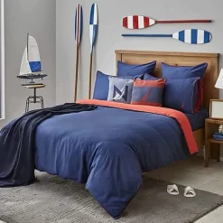 Nautica Home Creek 100% Cotton Duvet Cover Set, Double, 200cmx200cm, Navy Blue Red Duvet Cover Sets