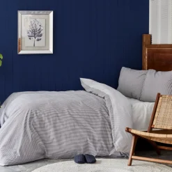 New Nautica Home Darya 100% Turkish Cotton Duvet Cover Set, Double, 200cmx200cm, Grey Duvet Cover Sets