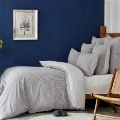 New Nautica Home Darya 100% Turkish Cotton Duvet Cover Set, Double, 200cmx200cm, Grey Duvet Cover Sets