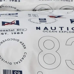 Best Nautica Home Discovery 100% Turkish Cotton Duvet Cover Set, King, 230cmx220cm, White Multi Duvet Cover Sets