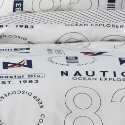 New Nautica Home Discovery 100% Turkish Cotton Duvet Cover Set, Double, 200cmx200cm, White Multi Duvet Cover Sets