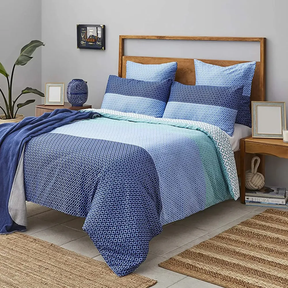 Sale Nautica Home Grace 100% Cotton Duvet Cover Set, Super King, 260cmx220cm, Blue Multi Duvet Cover Sets