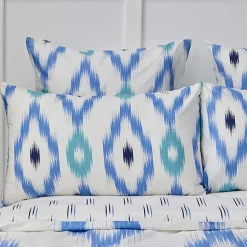 Discount Nautica Home Ikat 100% Cotton Duvet Cover Set, King, 230cmx220cm, White Blue Duvet Cover Sets