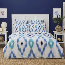 Discount Nautica Home Ikat 100% Cotton Duvet Cover Set, Double, 200cmx200cm, White Blue Duvet Cover Sets