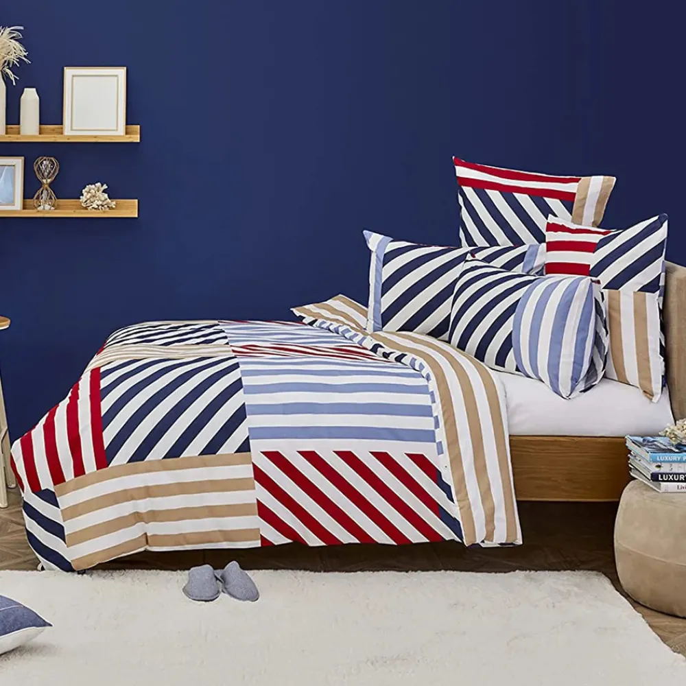 Sale Nautica Home Kai 100% Cotton Duvet Cover Set, Double, 200cmx200cm, Blue Multi Duvet Cover Sets