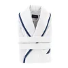 Clearance Nautica Home Marlin 100% Turkish Cotton Bathrobe, Medium, White Navy Blue Bathrobes