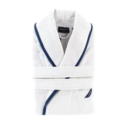 Clearance Nautica Home Marlin 100% Turkish Cotton Bathrobe, Medium, White Navy Blue Bathrobes