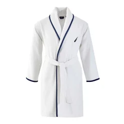 Clearance Nautica Home Marlin 100% Turkish Cotton Bathrobe, Medium, White Navy Blue Bathrobes
