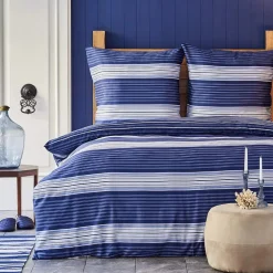 New Nautica Home Moby 100% Turkish Cotton Duvet Cover Set, Double, 200cmx200cm, Navy Blue Multi Duvet Cover Sets