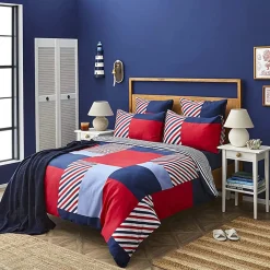 Discount Nautica Home Morris 100% Cotton Duvet Cover Set, King, 230cmx220cm, Navy Blue Multi Duvet Cover Sets