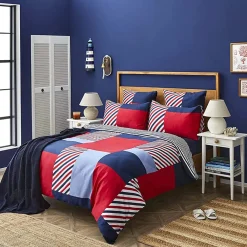 Hot Nautica Home Morris 100% Cotton Duvet Cover Set, Double, 200cmx200cm, Navy Blue Multi Duvet Cover Sets
