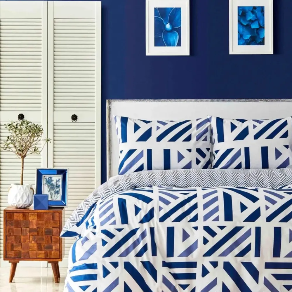 Sale Nautica Home Orion 100% Turkish Cotton Duvet Cover Set, Double, 200cmx200cm, Navy Blue Duvet Cover Sets