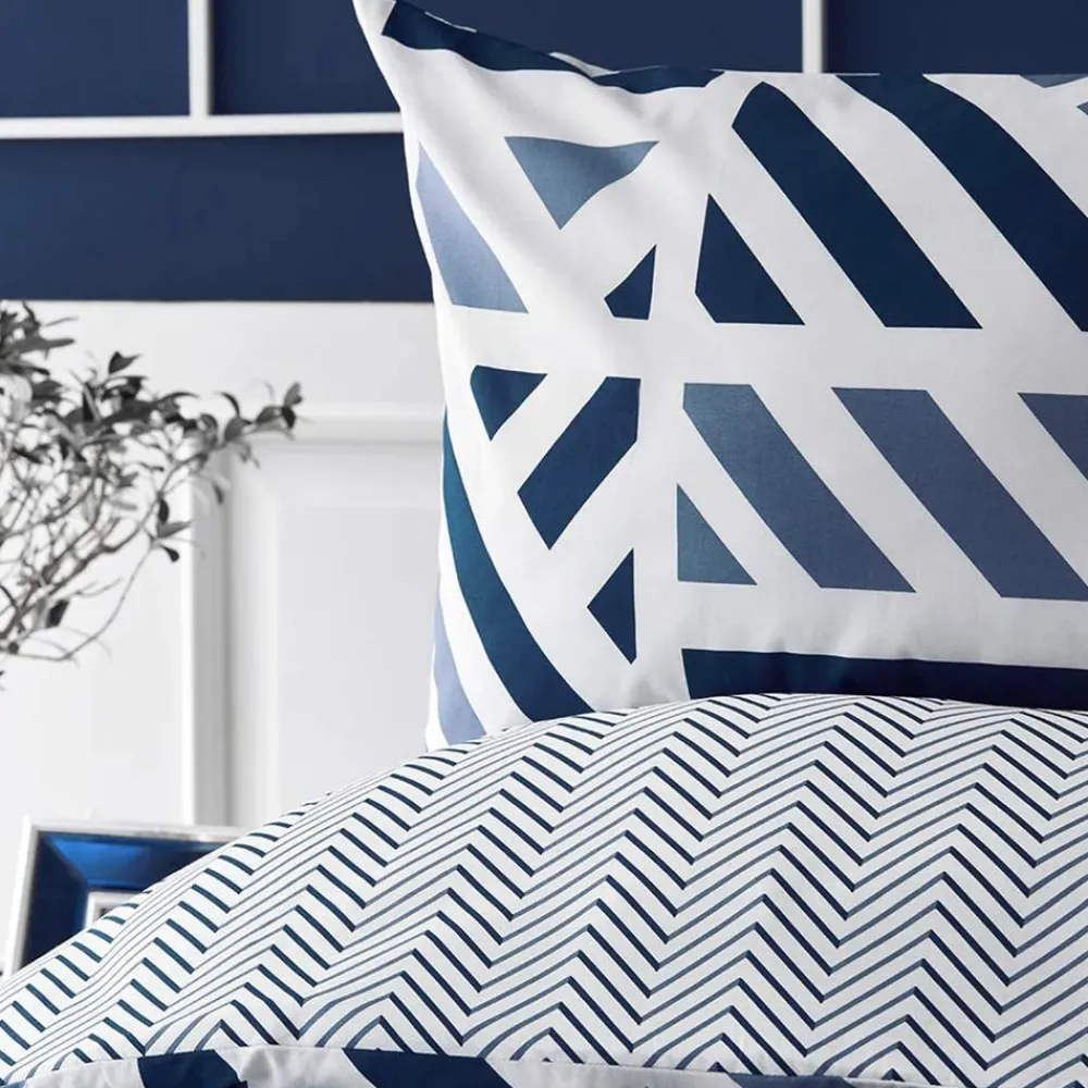 Sale Nautica Home Orion 100% Turkish Cotton Duvet Cover Set, King, 230cmx220cm, Navy Blue White Duvet Cover Sets