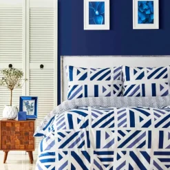 Best Nautica Home Orion 100% Turkish Cotton Duvet Cover Set, Single, 140cmx200cm, Navy Blue White Duvet Cover Sets