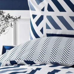 Best Nautica Home Orion 100% Turkish Cotton Duvet Cover Set, Single, 140cmx200cm, Navy Blue White Duvet Cover Sets