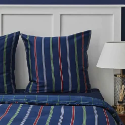 Hot Nautica Home Ray 100% Cotton Duvet Cover Set, Super King, 260cmx220cm, Navy Blue Multi Duvet Cover Sets