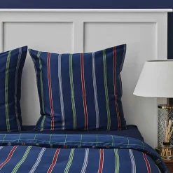 Clearance Nautica Home Ray 100% Cotton Duvet Cover Set, Single, 140cmx200cm, Navy Blue Multi Duvet Cover Sets