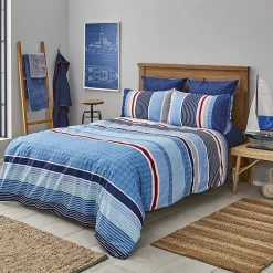 Discount Nautica Home Spinning 100% Turkish Cotton Duvet Cover Set, Single, 140cmx200cm, Blue Multi Duvet Cover Sets