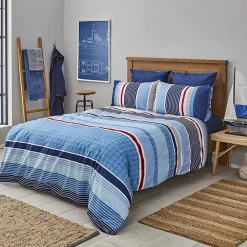 Hot Nautica Home Spinning 100% Turkish Cotton Duvet Cover Set, King, 230cmx220cm, Blue Multi Duvet Cover Sets