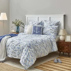 New Nautica Home Wave 100% Turkish Cotton Duvet Cover Set, Double, 200cmx200cm, Blue White Duvet Cover Sets