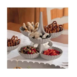 Discount Tiffany 2-Tier Snack Bowls, 25cmx25cmx25.5cm, Taupe Bowls