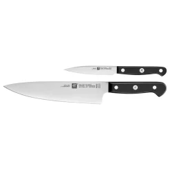 Hot Zwilling Gourmet 2 Piece Knife Set, Black Silver Knife Sets