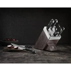 Sale Zwilling Gourmet 7 Piece Knife Block Set with KiS technology, Black Knife Sets