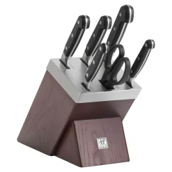Discount Zwilling Pro 7-Piece Knife Block Set with KiS technology, Black Silver Knife Sets